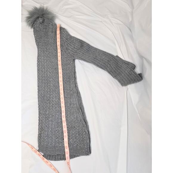 Milano Sweater Cardigan Faux Fur Collar Women's Size M Gray Wool Blend - Picture 7 of 8